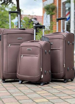 Большой чемодан дорожный тканевый l польша на колесах wings с подшипником