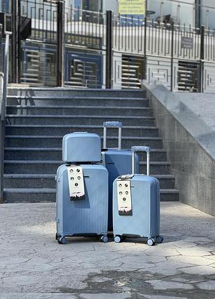 Подарунок кейс поліпропілен msb середня валіза +  кейс на колесах 4 колеса 75 літрів