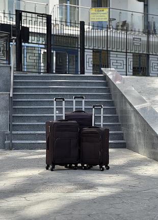 3 шт комплект чемоданов дорожный тканевый с расширением на колесах msb с подшипником