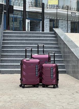 3 шт комплект ударостійка пластикова wings валіза дорожня на колесах польща 4 колеса