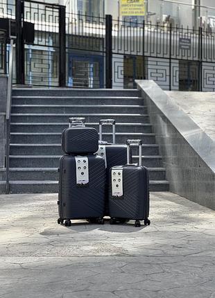 Подарок кейс 3 шт комплект + кейс  полипропилен msb  чемодан дорожный  на колесах