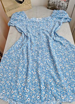 Сукня блакитна біла квітковий принт міні