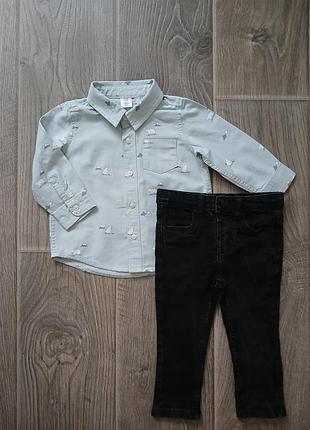 Рубашка и джинсы на мальчика 12-18 мес