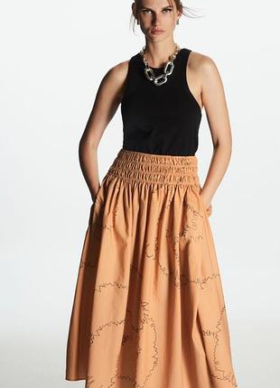 Новая хлопковая юбка миди cos юбка с эластичным поясом на резинке