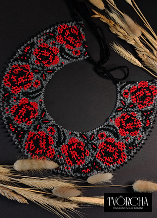 Силка "розы на стекле". ожерелье из бисера