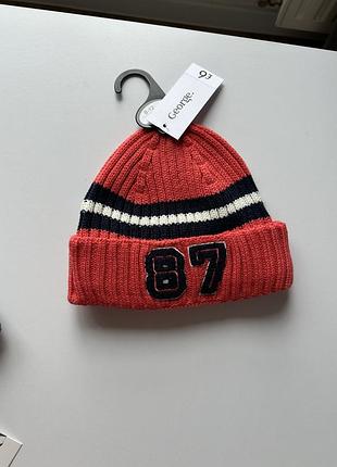 Шапка дитяча вʼязана біні для дівчинки осіння george 6-8 8-12 років