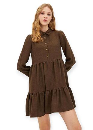 Платье babydoll от lc waikiki шоколадного цвета (s)