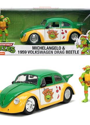 Машина металева jada черепашки-ніндзя фольксваген бітл (1959) з фігуркою мікеланджело 253285002