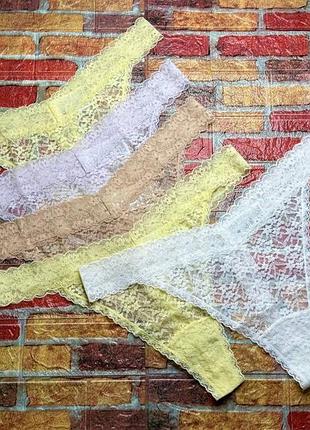 Арт.817 труси жіночі мереживні стрінги 5шт  h&m євро розмір ххл.