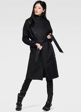 G-star raw чёрный шерстяной тренч оригинальный l