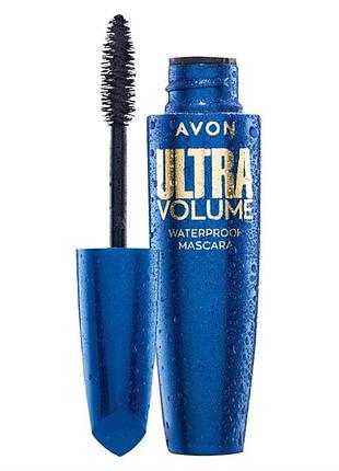 Водостійка туш для вій «ультраоб'єм» avon ultra volume, чорна, 10 мл (ейвон ультра)