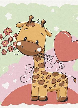 Картина по номерам artcraft жираф с цветами 30х30 см