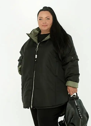 Жилетка-куртка 2 в 1 женская плащевка на силиконе супер батал 3 цвета  2plgu1424-1411/2sве