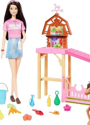 Игровой набор barbie барби конюшня с куклой рене, пони и аксессуарами
