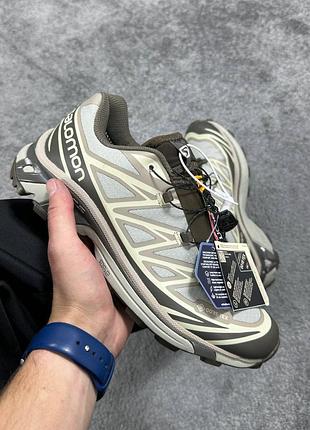 Р.41-45 кроссовки salomon xt-6 brown beige gore-tex 0408