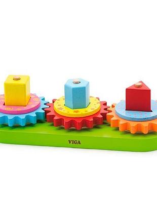 Деревянная пирамидка viga toys шестерёнки