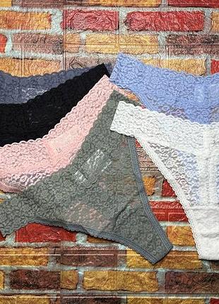 Арт.823 труси жіночі мереживні стрінги 6шт h&m євро розмір хл.