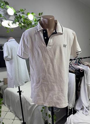 Біла футболка поло,з контрастним коміром