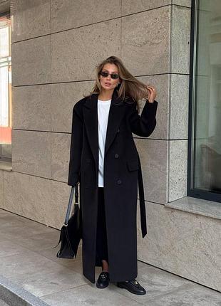 Пальто жіноче довге демісезонне чорне