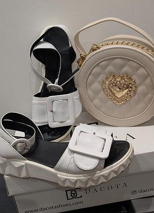 Итальянские белоснежные кожаные босоножки| 35-36 размер