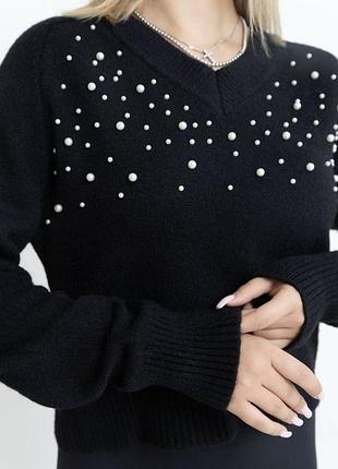 Укороченный свитер с жемчужинами ангора 5