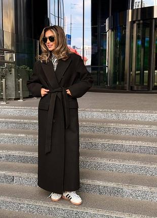 Пальто жіноче довге демісезонне шоколад