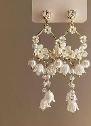 Длинные серьги цветы висюльки