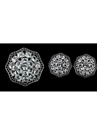 Серебряный набор с натуральными аквамаринами и шпинелью - серьги и кольцо (размер 17.5)