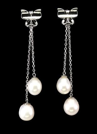 Срібні сережки гвоздики з натуральним перловим, срібло 925 проби