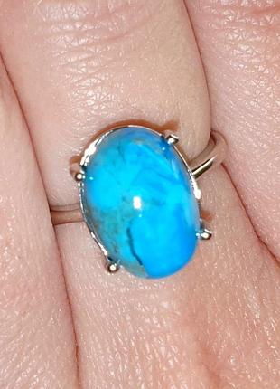 Серебряное кольцо с бирюзой, размер 17.75