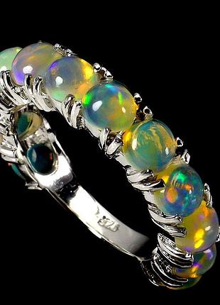 Серебряное кольцо с натуральными эфиопскими опалами (на указательный, на большой палец), размер 19