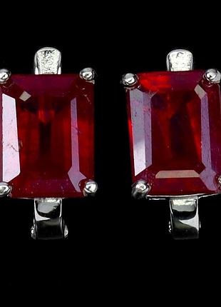 Срібні сережки з натуральними рубінами