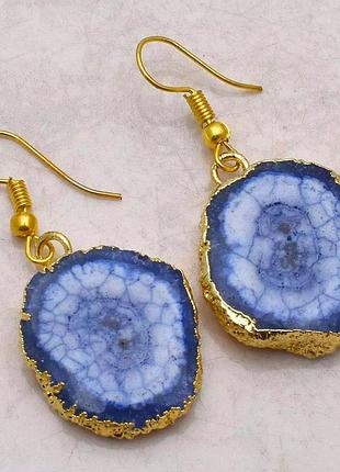 Серьги со срезами солнечного кварца, индийские украшения