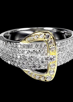 Срібне кільце з яскравими фіанітами, розмір 18