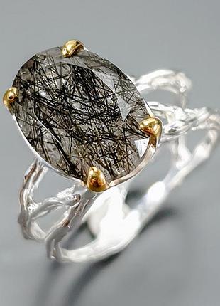 Срібне кільце з рутіловим кварцем (волосатиком), розмір 19