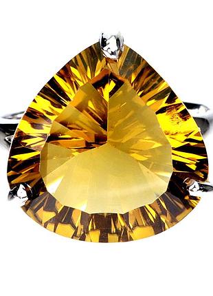 Серебряное кольцо с натуральным цитрином, размер 18.5