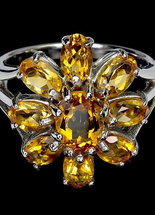 Срібне кільце з натуральними цитринами, розмір 19