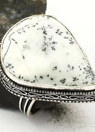 Кольцо с натуральным дендроопалом (моховым опалом), индия, размер 20