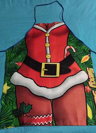 Новогодний рождественский фартук sexy santa с приколом санта клаус
