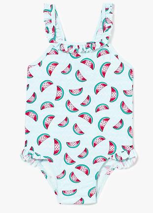 2-3 года купальник детский цельный слитный для девочки голубой с арбузом gemo