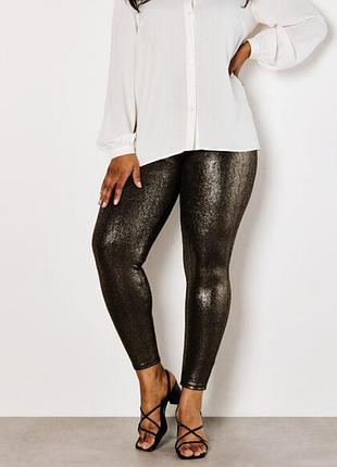 Женские черные блестящие лосины, плотные леггинсы с люрексом большой размер, батал