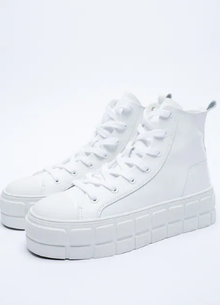 Кеды белые на платформе натуральная кожа zara 36р