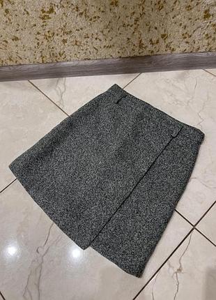 Твидовая юбка темно серая