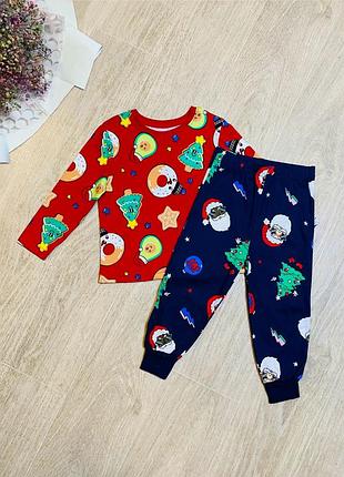 Дитячий піжамний комплект для хлопчика 92 см в новорічну стилі