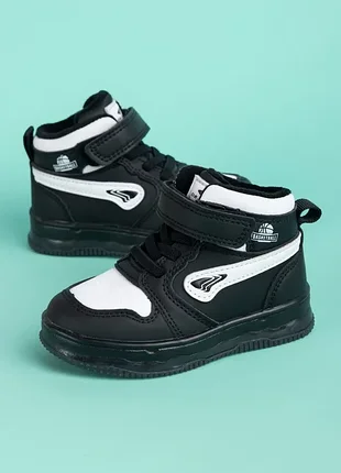 Ботинки для мальчиков nk111-2 деми хайтопы черные утепленные на байке