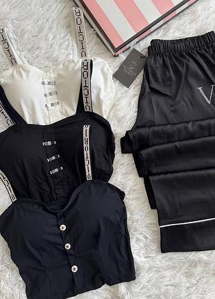 Жіночий комплект піжами топ+штани victoria’s secret