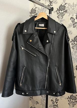 Чорна косуха, куртка з еко шкіри, бренд ромашка