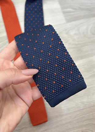 Краватка вʼязана синя помаранчева у горох gentelmen’s relish
