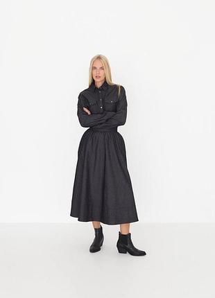 Джинсовая юбка миди