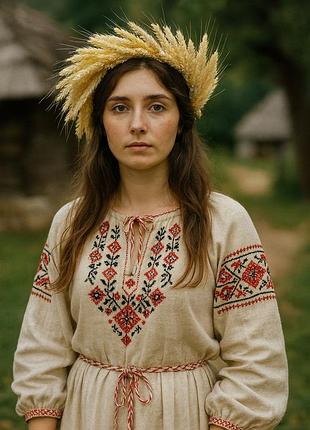 Віночок із натуральної сухої пшениці у стилі boho, ручна робота